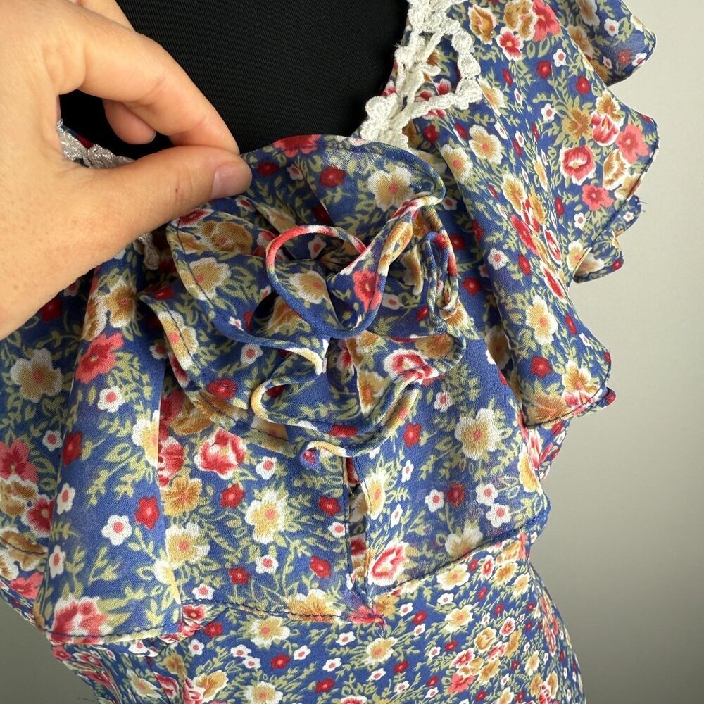 Gunne Sax Jessica McClintock Vintage Ditsy Floral Mini Dress Sz 9/10 - Picture 6 of 10
